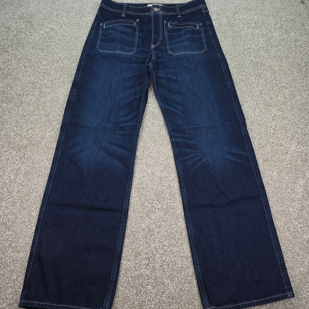 We The Free People Wide Leg Jeans Dark Wash Patch Pockets Size 28 Indigo NWOT